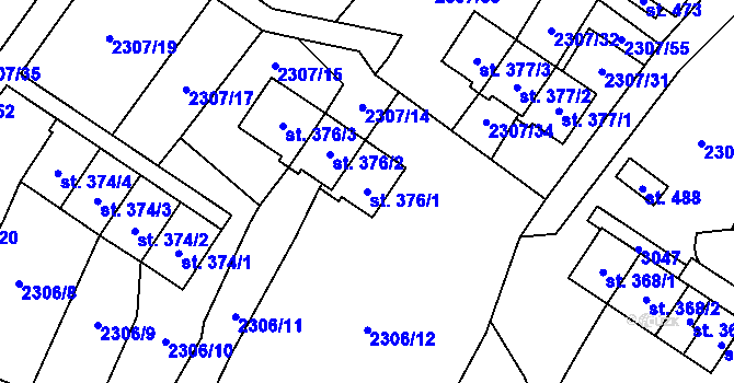 Parcela st. 376/1 v KÚ Hora Svaté Kateřiny, Katastrální mapa