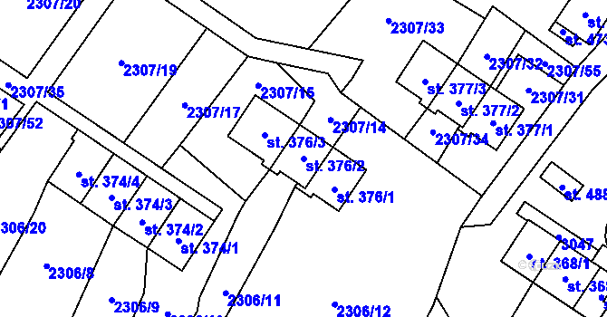Parcela st. 376/2 v KÚ Hora Svaté Kateřiny, Katastrální mapa