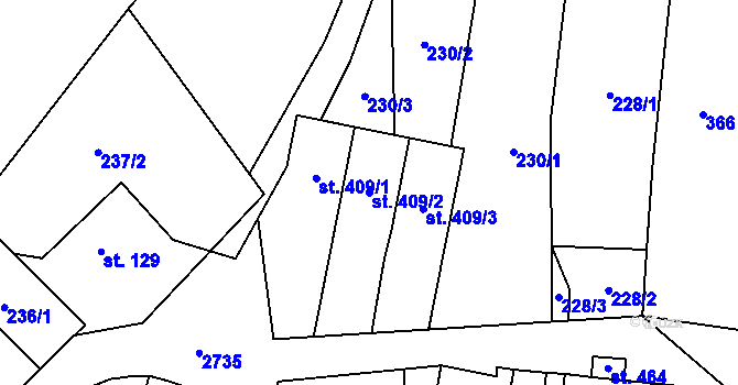 Parcela st. 409/2 v KÚ Hora Svaté Kateřiny, Katastrální mapa