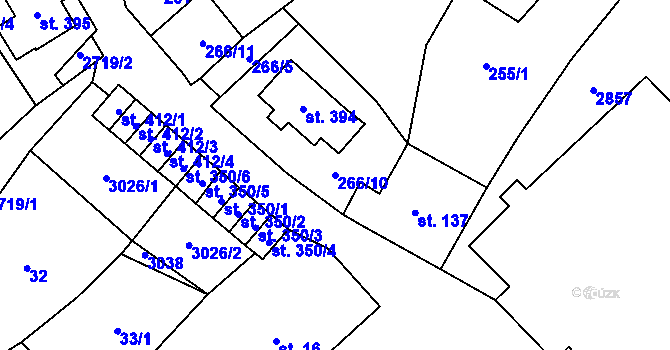 Parcela st. 266/10 v KÚ Hora Svaté Kateřiny, Katastrální mapa