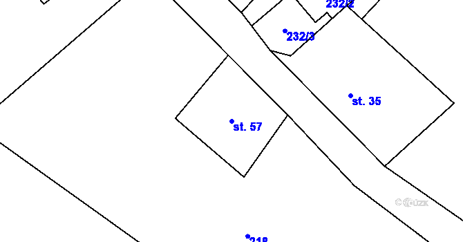 Parcela st. 57 v KÚ Rudolice v Horách, Katastrální mapa