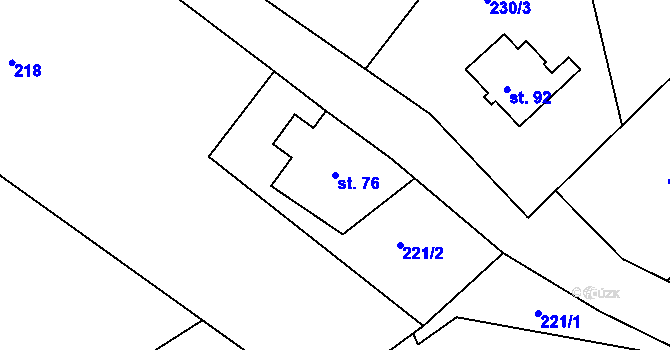 Parcela st. 76 v KÚ Rudolice v Horách, Katastrální mapa