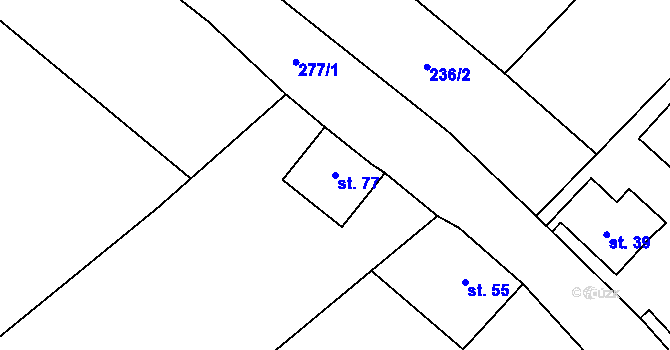 Parcela st. 77 v KÚ Rudolice v Horách, Katastrální mapa