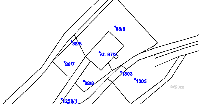 Parcela st. 97/2 v KÚ Nová Ves u Křimova, Katastrální mapa