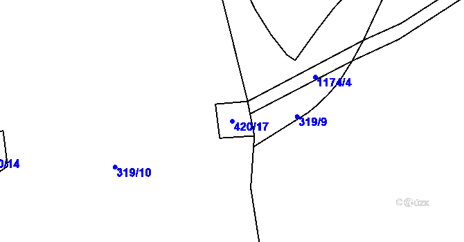 Parcela st. 420/17 v KÚ Nová Ves u Křimova, Katastrální mapa