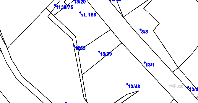Parcela st. 13/39 v KÚ Nová Ves u Křimova, Katastrální mapa
