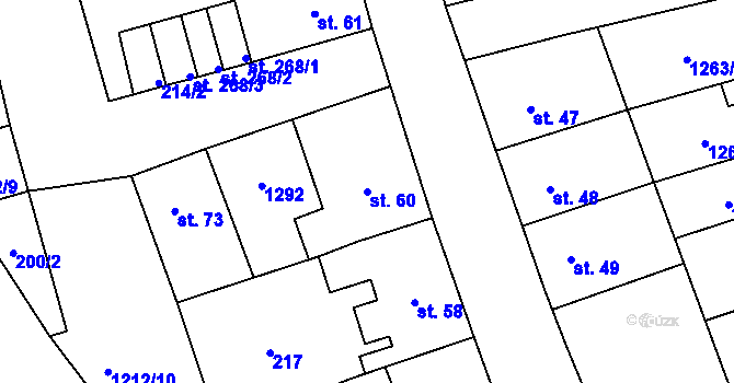 Parcela st. 60 v KÚ Hora Svatého Šebestiána, Katastrální mapa