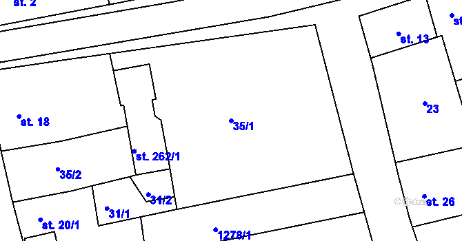 Parcela st. 35/1 v KÚ Hora Svatého Šebestiána, Katastrální mapa