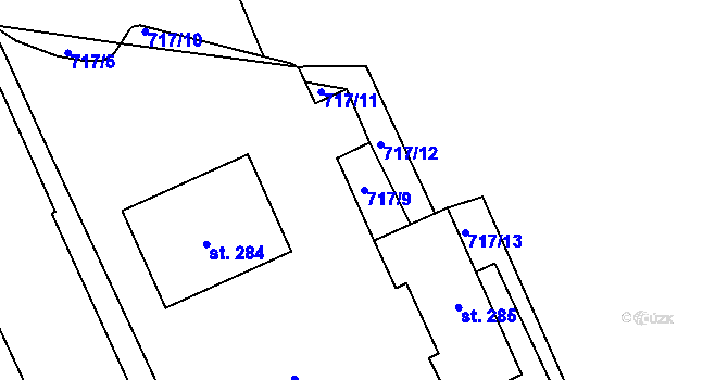 Parcela st. 717/9 v KÚ Hora Svatého Šebestiána, Katastrální mapa