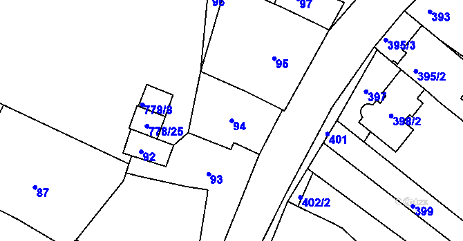 Parcela st. 94 v KÚ Horákov, Katastrální mapa