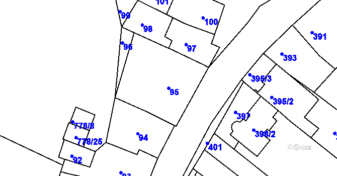 Parcela st. 95 v KÚ Horákov, Katastrální mapa