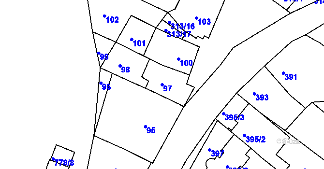 Parcela st. 97 v KÚ Horákov, Katastrální mapa