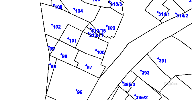 Parcela st. 100 v KÚ Horákov, Katastrální mapa