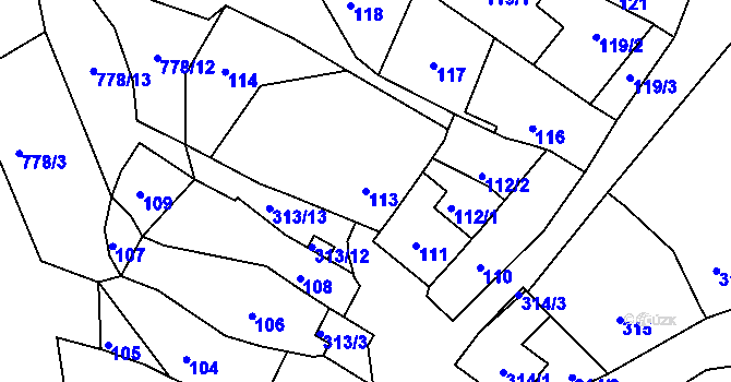 Parcela st. 113 v KÚ Horákov, Katastrální mapa