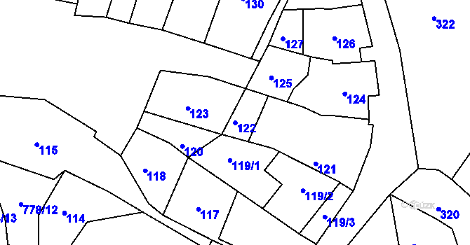 Parcela st. 122 v KÚ Horákov, Katastrální mapa