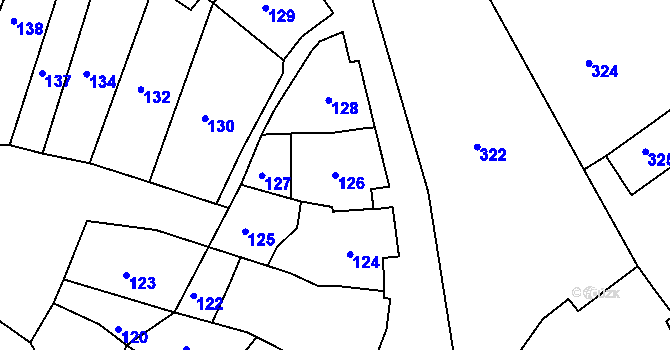 Parcela st. 126 v KÚ Horákov, Katastrální mapa