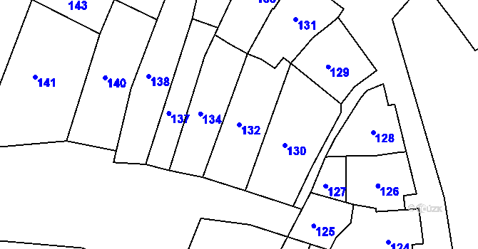 Parcela st. 132 v KÚ Horákov, Katastrální mapa