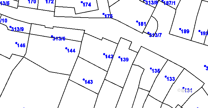Parcela st. 142 v KÚ Horákov, Katastrální mapa