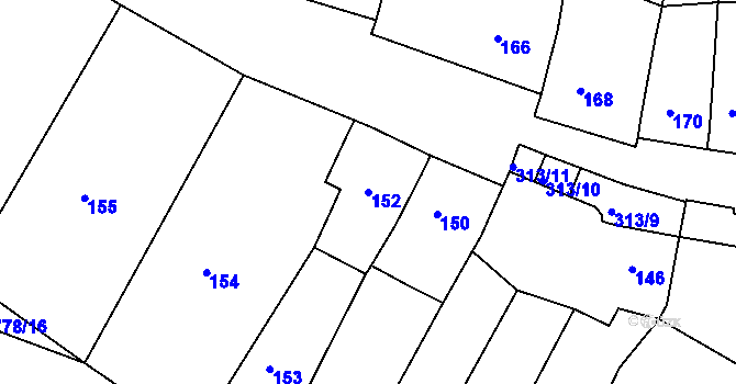Parcela st. 152 v KÚ Horákov, Katastrální mapa