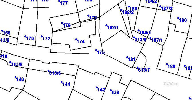 Parcela st. 175 v KÚ Horákov, Katastrální mapa