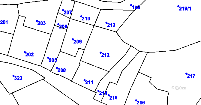 Parcela st. 212 v KÚ Horákov, Katastrální mapa
