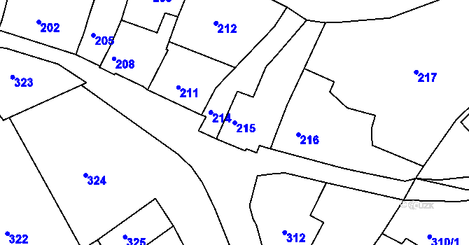 Parcela st. 215 v KÚ Horákov, Katastrální mapa