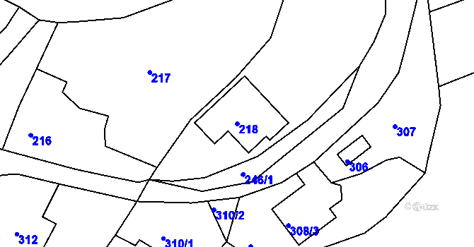Parcela st. 218 v KÚ Horákov, Katastrální mapa