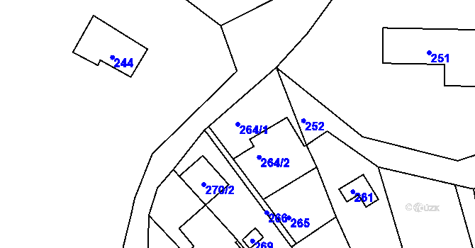 Parcela st. 264/1 v KÚ Horákov, Katastrální mapa