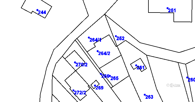 Parcela st. 264/2 v KÚ Horákov, Katastrální mapa
