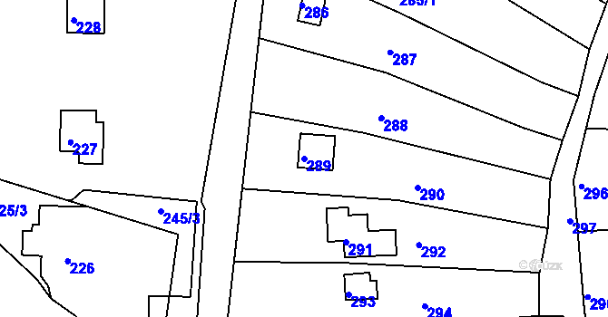 Parcela st. 289 v KÚ Horákov, Katastrální mapa