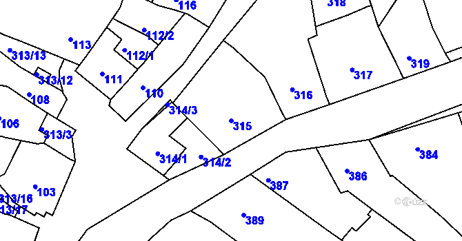 Parcela st. 315 v KÚ Horákov, Katastrální mapa