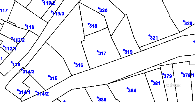 Parcela st. 317 v KÚ Horákov, Katastrální mapa