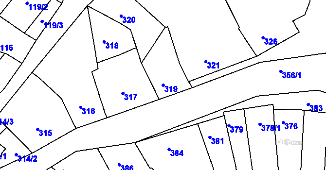 Parcela st. 319 v KÚ Horákov, Katastrální mapa