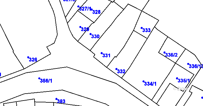 Parcela st. 331 v KÚ Horákov, Katastrální mapa