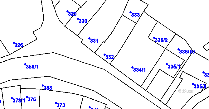 Parcela st. 332 v KÚ Horákov, Katastrální mapa