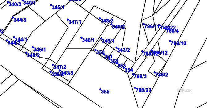 Parcela st. 351 v KÚ Horákov, Katastrální mapa