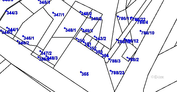 Parcela st. 352 v KÚ Horákov, Katastrální mapa