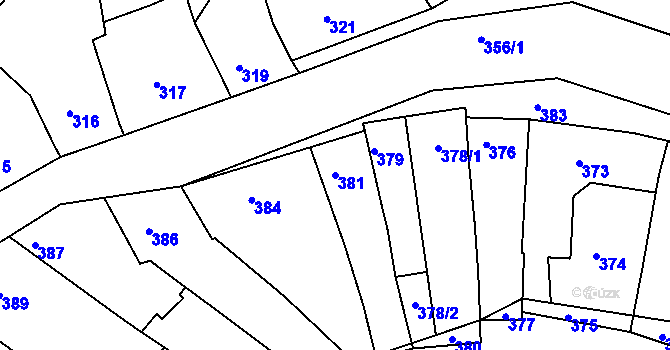 Parcela st. 381 v KÚ Horákov, Katastrální mapa