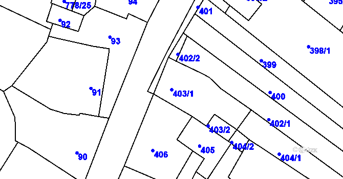 Parcela st. 403/1 v KÚ Horákov, Katastrální mapa