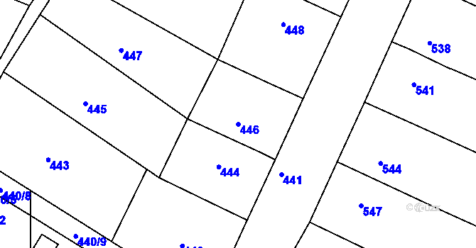 Parcela st. 446 v KÚ Horákov, Katastrální mapa