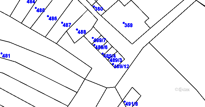 Parcela st. 489/4 v KÚ Horákov, Katastrální mapa