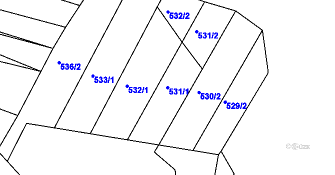 Parcela st. 531/1 v KÚ Horákov, Katastrální mapa