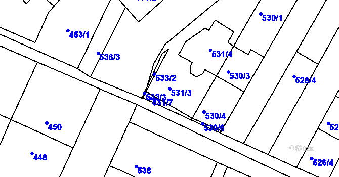 Parcela st. 531/3 v KÚ Horákov, Katastrální mapa