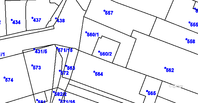 Parcela st. 560/2 v KÚ Horákov, Katastrální mapa