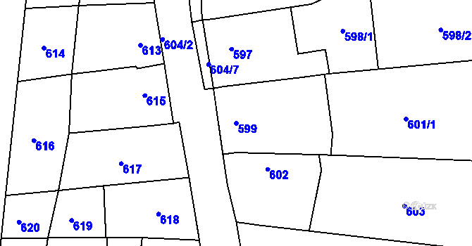 Parcela st. 599 v KÚ Horákov, Katastrální mapa