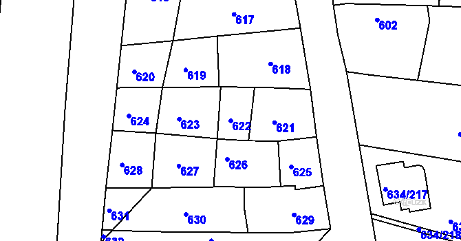 Parcela st. 622 v KÚ Horákov, Katastrální mapa