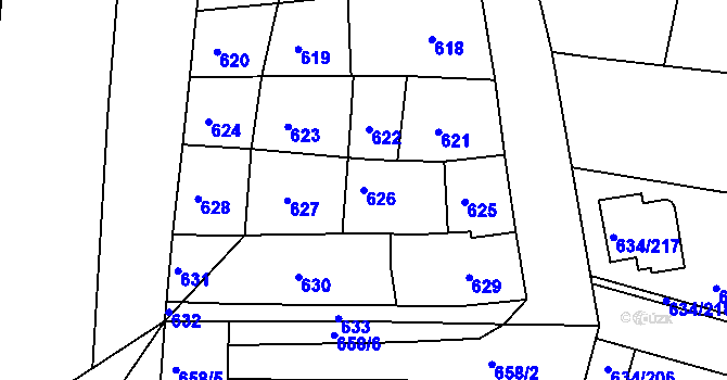 Parcela st. 626 v KÚ Horákov, Katastrální mapa