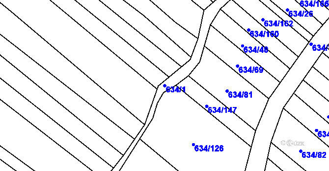 Parcela st. 634/1 v KÚ Horákov, Katastrální mapa