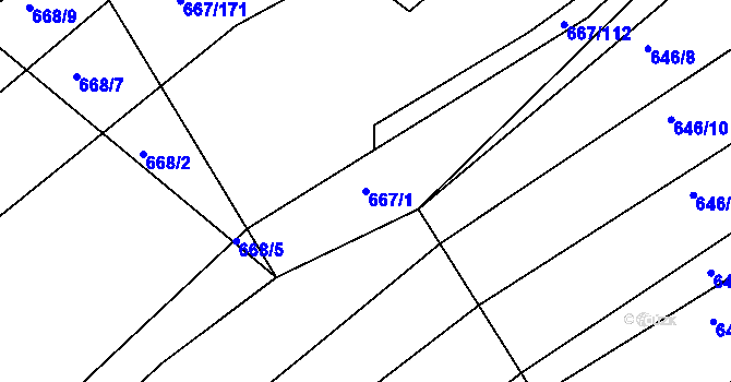 Parcela st. 667/1 v KÚ Horákov, Katastrální mapa