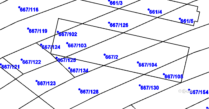 Parcela st. 667/2 v KÚ Horákov, Katastrální mapa